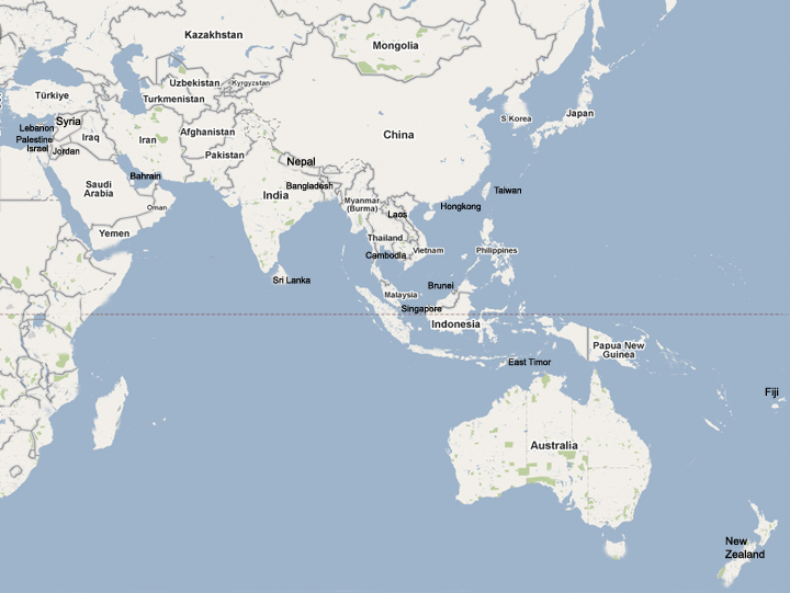 Australia Thailand Map